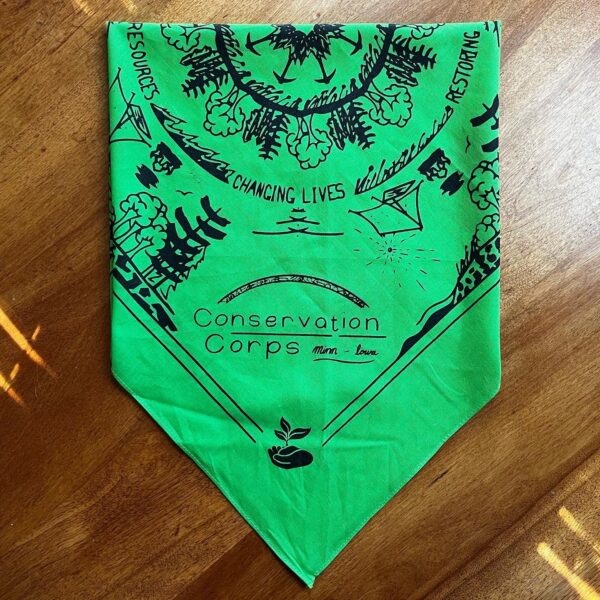 A folded green bandana
