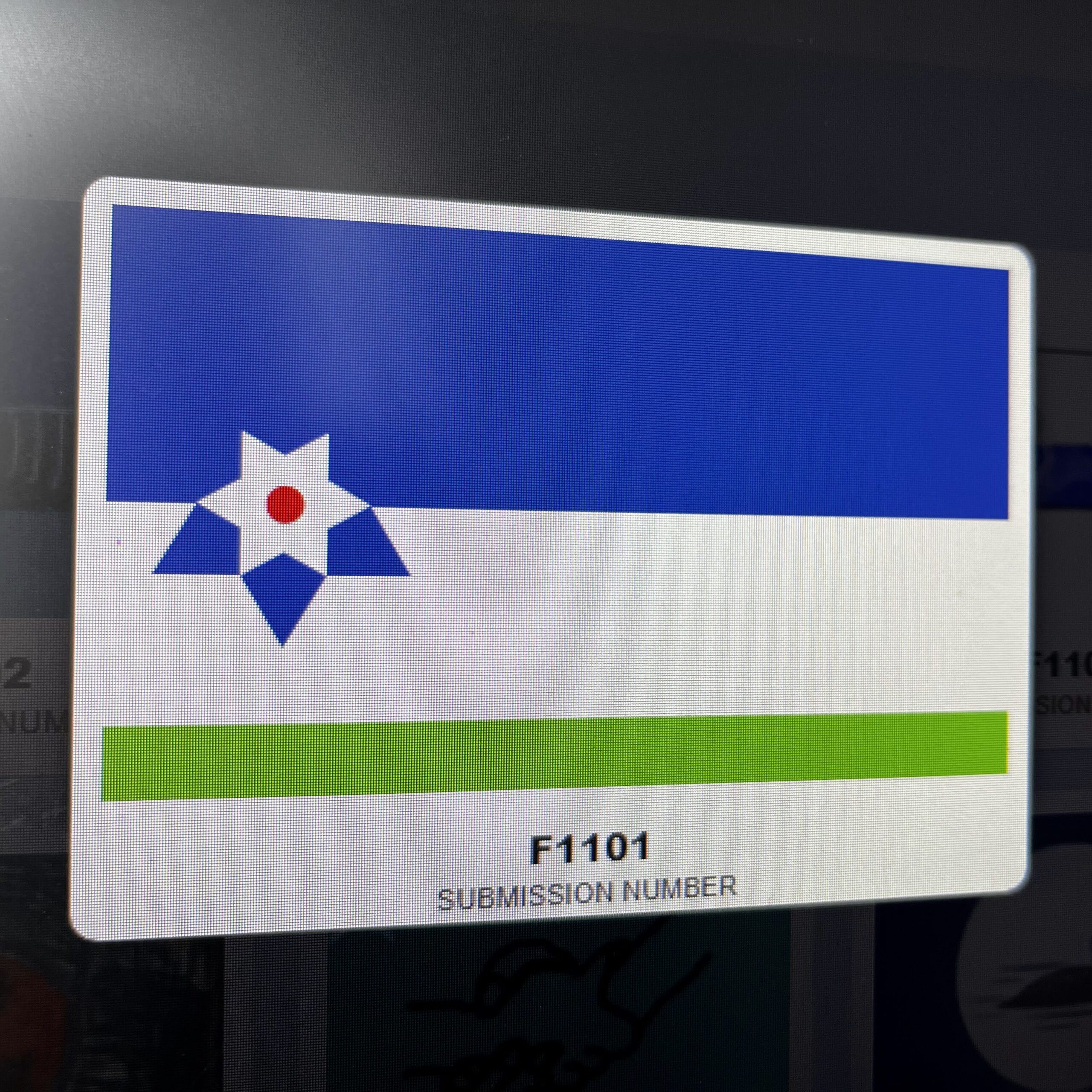 Photo of a flag on a screen.